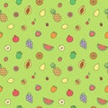 Fruits multicolored outline seamless vector pattern. Modern minimalistic design.