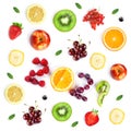 Fruits. New year 2021 made of fruits on the white background. Healthy food. Texture