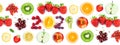 Fruits. New year 2021 made of fruits on the white background. Healthy food.