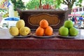 Fruits offering as a sacrifice at Chinese temple