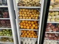 fruit stacked in the refrigerator