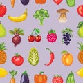 Fruits pixel vegetables vector healthy nutrition of fruity apple banana and vegetably carrot for vegetarians eating