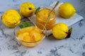 The fruits of quince. They differ in their useful properties. Royalty Free Stock Photo