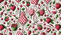 A Fruits Ribbon Fun abstract check cherry pattern, Ai generated image Royalty Free Stock Photo