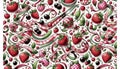 A Fruits Ribbon Fun abstract check cherry pattern, Ai generated image Royalty Free Stock Photo