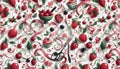 A Fruits Ribbon Fun abstract check cherry pattern, Ai generated image Royalty Free Stock Photo