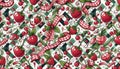 A Fruits Ribbon Fun abstract check cherry pattern, Ai generated image Royalty Free Stock Photo