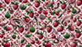 A Fruits Ribbon Fun abstract check cherry pattern, Ai generated image Royalty Free Stock Photo