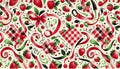 A Fruits Ribbon Fun abstract check cherry pattern, Ai generated image Royalty Free Stock Photo