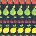 Fruits in rows vector seamless pattern background Royalty Free Stock Photo