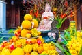 Fruits sacrifice in the One Pillar Pagoda, Hanoi, Vietnam