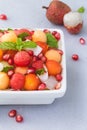 Fruits Salad with Papaya, Watermelon, Melon, Pomegranate, Lychee and Coconut