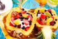 Fruits salad in pineapple