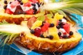 Fruits salad in pineapple Royalty Free Stock Photo