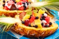 Fruits salad in pineapple