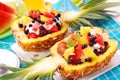 Fruits salad in pineapple Royalty Free Stock Photo