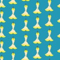 Rows of pears cores on a teal background