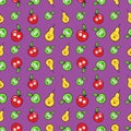 Fruits Seamless Background with Funny Apples Royalty Free Stock Photo