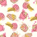 Fruits seamless pattern hand drawn illustration.