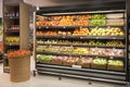 Fruits on the selves in foodstore Royalty Free Stock Photo