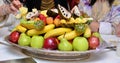 Fruits served in the Moroccan wedding. Moroccan women eat fruits