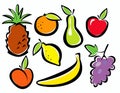 Fruits set of icons Royalty Free Stock Photo