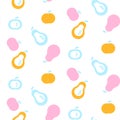 Fruits simple seamless vector pattern primitive style. Royalty Free Stock Photo