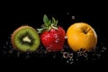 fruits in splash fruits in splash fruit in water Royalty Free Stock Photo