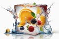 Fruits Splash under ice cube chilled