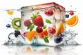 Fruits Splash under ice cube fresh concept Royalty Free Stock Photo