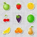 Fruits stickers isolated on transparent background