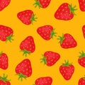 Fruits strawberries seamless patterns vector