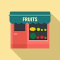 Fruits street shop icon, flat style Royalty Free Stock Photo