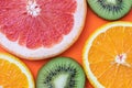 Fruits summer background. Citruses bright texture, tropical multicolored pattern