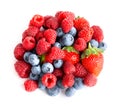 Fruits. Sweet berries on white background. Top view. Fresh fruit closeup