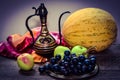 Fruits on table, east jug Royalty Free Stock Photo