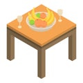 Fruits on table icon, isometric style