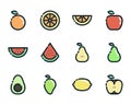 12 custom fruits icons Royalty Free Stock Photo