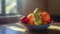 Fruits in a vase: apples, oranges, pears, Royalty Free Stock Photo