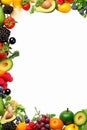 fruits and vegetables are arranged in a square frame on a white background Royalty Free Stock Photo