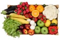 Fruits and vegetables in box from above isolated Royalty Free Stock Photo