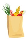 Fruits and vegetables in brown grocery bag Royalty Free Stock Photo