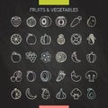 Fruits and vegetables chalk icons