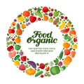 Fruits and Vegetables in a circle. Organic Food banner