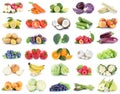 Fruits and vegetables collection apples oranges bell pepper grapes bananas vegetable food isolated Royalty Free Stock Photo