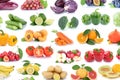 Fruits and vegetables collection background isolated apples lemons oranges berries lettuce colors tomatoes fruit