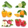 Fruits and vegetables collection colors fresh fruit