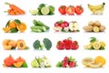 Fruits vegetables collection isolated apple apples oranges strawberries tomatoes banana colors fresh fruit Royalty Free Stock Photo