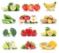 Fruits vegetables collection isolated apple apples strawberries tomatoes banana colors fresh fruit Royalty Free Stock Photo