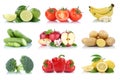 Fruits vegetables collection isolated apple apples tomatoes banana bell pepper colors fresh fruit